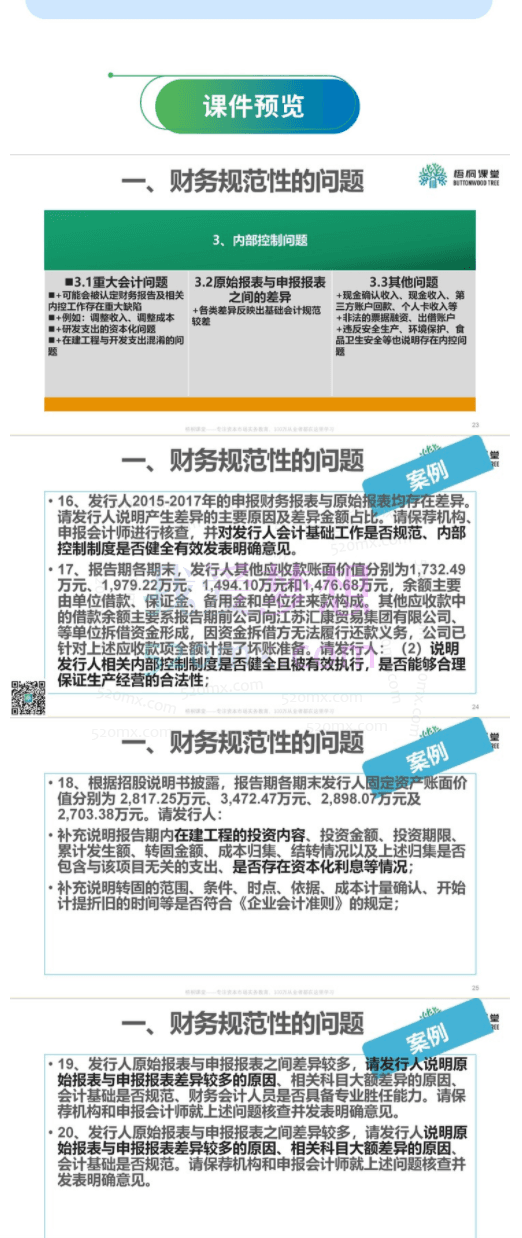 企业上市重点财务问题处理（50大案例）