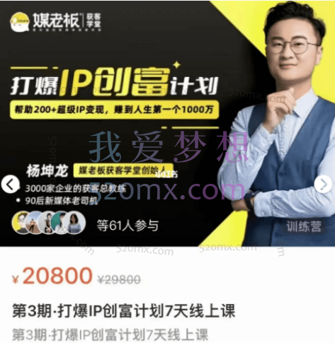 媒老板第3期·打爆IP创富计划7天线上课等系列课