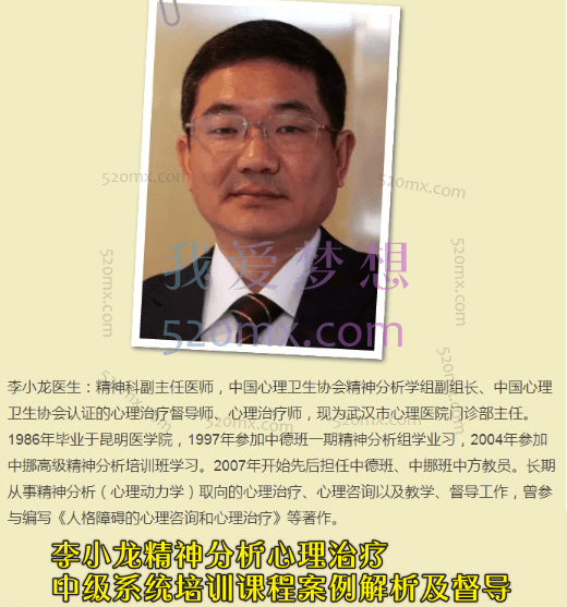 李小龙：精神分析心理治疗系统培训课程案例解析及督导录音+文档资料