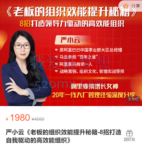 严小云《老板的组织效能提升秘籍-8招打造自我驱动的高效能组织》