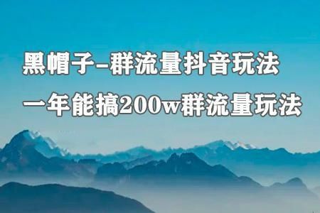 黑帽子群流量抖音玩法，一年能搞200w