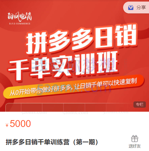 白凤电商:拼多多日销千单训练营(第一期)
