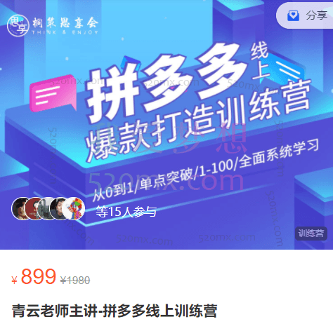 桐策电商学院青云老师主讲-拼多多线上训练营