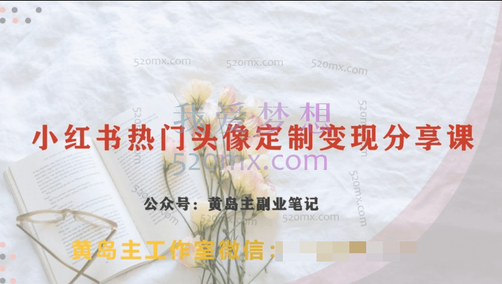 黄岛主小红书热门头像定制变现拆解课，一条龙玩法分享给你
