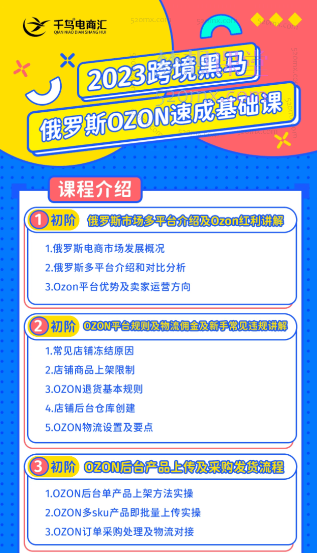 2024千鸟跨境俄罗斯OZON线上陪跑训练营