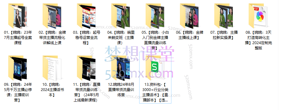 陈婉婉直播带货课程系列合集+【3000+行业分类主播话术】【直播脚本】【违禁列表】【运营工具】等