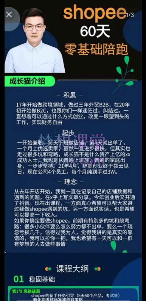shopee成长猫,60天陪跑课,实战经验实操课,解决店铺问题