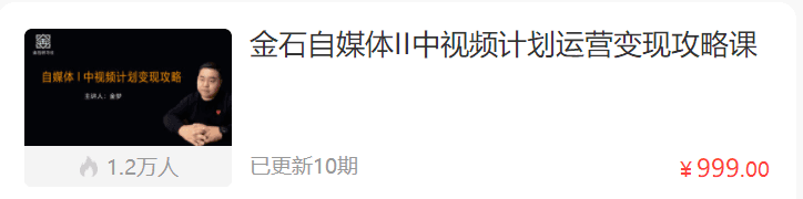 金石自媒体II中视频计划运营变现攻略课