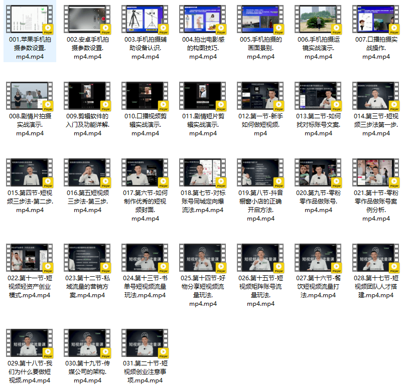 流量商学院手机短视频全流程实战课程：从口播拍摄到创业