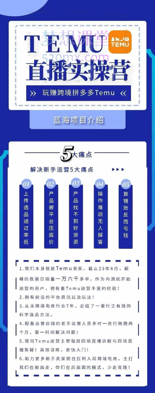 Temu直播实操营,直播答疑 + 高效实操特训课程(228节实操)