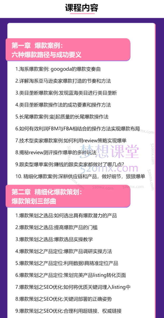 moonsees亚马逊爆款打造高阶课程