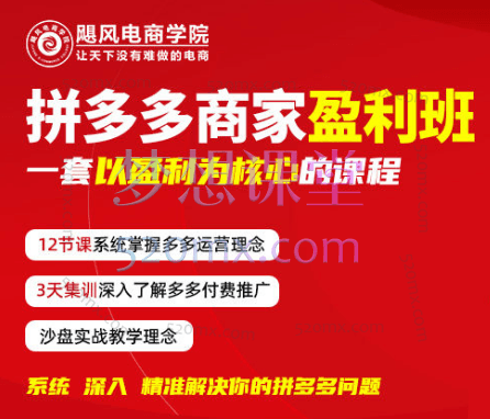 飓风电商学院:拼多多运营爆款盈利班,一套以盈利为核心的课程