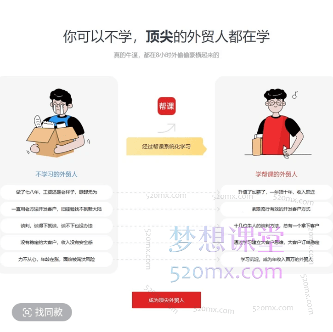 帮课大学外贸业务开发大全/外贸出口流程/社媒/谷歌/领英/邮件/电话/寄样