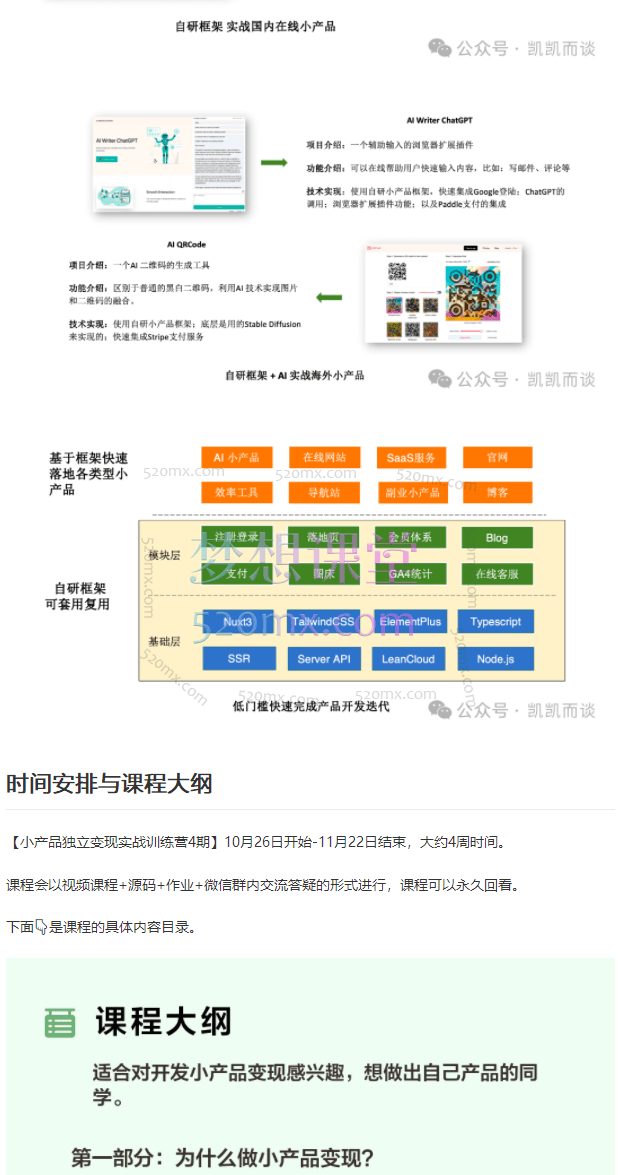 凯凯刘：小产品独立变现实战训练营第4期，开发一个赚钱的小产品
