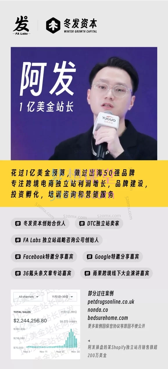 1亿美金站长阿发:独立站超级操盘手训练营价值4999元