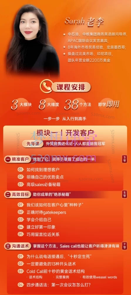 Sarah老李外贸电话高手：黄金话术高成交客户开发（自学版）