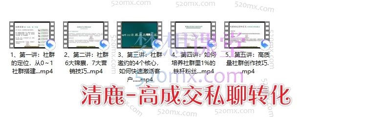 清鹿私域:高粘性社群运营+高成交私聊转化+引爆私域成交力+高转化发售爆单+高复购朋友圈营销,合集