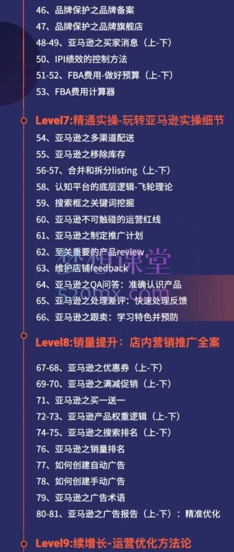 亚马逊百步梯全套系统课程,包含亚马逊运营的一整个流程