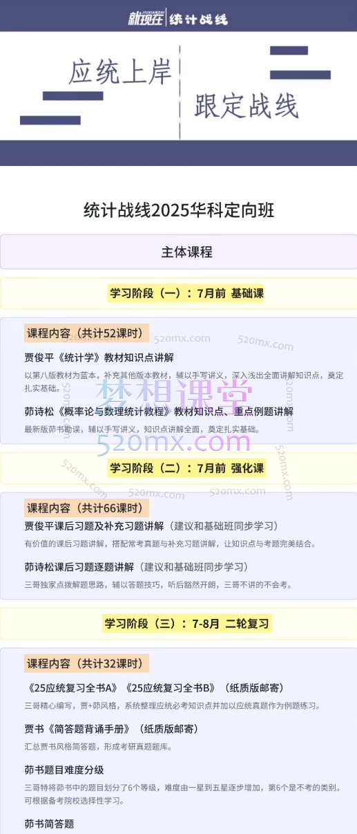 2025统计战线华科应统定向班，适用于报考华中科技大学应用统计的25考生