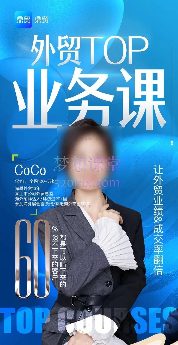 2025鼎贸外贸TOP业务课460+节精品课,包含了市场调研+外贸开发秘籍+写邮件思路+外贸谈判