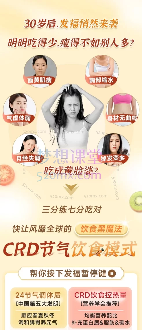 彭温雅：数十万女性自发推荐：30+女性必备的CRD节气食补课，帮你实现身材外貌的双重冻龄
