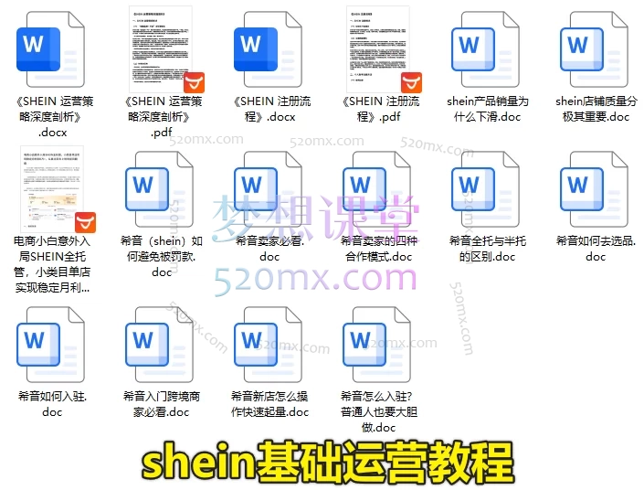 SHEIN希音全流程运营实战课，从入驻注册、选品策略、商品上架、店铺管理、爆款打造到风险规避