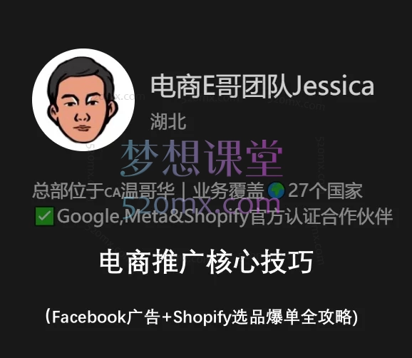 电商E哥团队Jessica:电商推广核心技巧(Facebook广告+Shopify选品爆单全攻略)