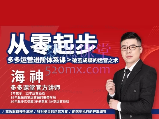 海神多多运营进阶体系课,从零起步多多运营进阶体系课破茧成蝶的运营之术