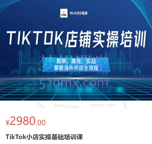 IN-KIDS电商:TikTok小店实操基础培训课
