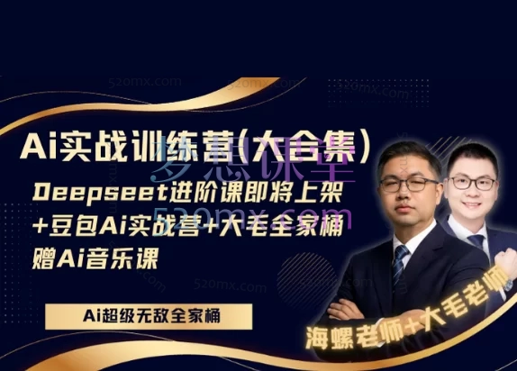 海螺Ai实战合集:deepseeK进阶课+豆包Ai实战营+大毛全家桶+赠Ai音乐课
