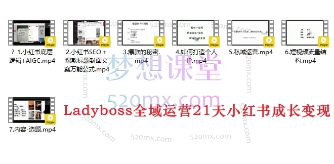 Ladyboss全域运营21天小红书成长变现+全域操盘孵化