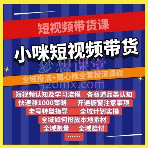 小咪团队短视频带货课:全域投流+随心推全套投流课程