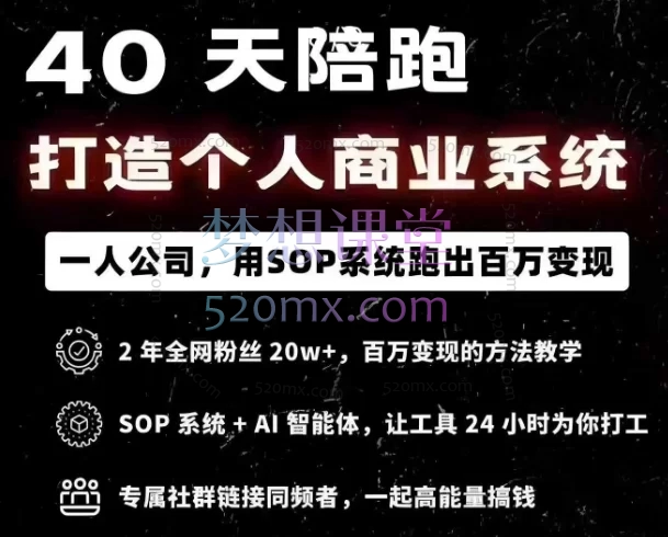 40天陪跑打造个人商业系统:从0到1打造你的赚钱系统