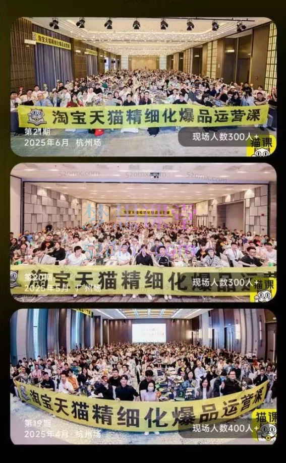 猫课子幽：淘宝天猫精细化爆品运营，免费流量、付费模型与利润提升策略2025年9月12-14杭州线下课