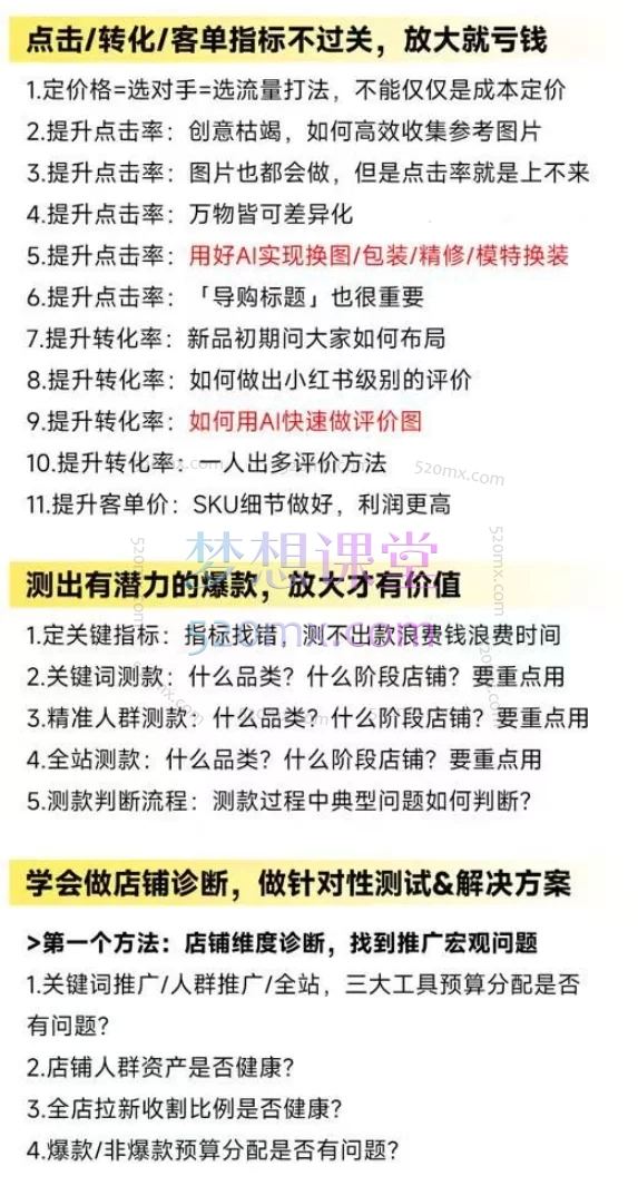 猫课子幽：淘宝天猫精细化爆品运营，免费流量、付费模型与利润提升策略2025年9月12-14杭州线下课