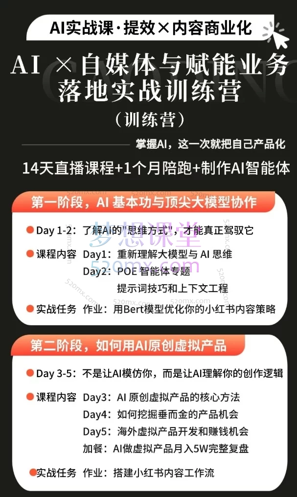 松月、Luke：AI×小红书自媒体与赋能业务落地，14天实战训练营