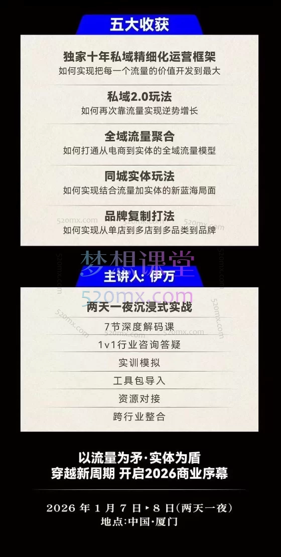 伊万掘金破局大会私域2026年1月7日-8日厦门线下课