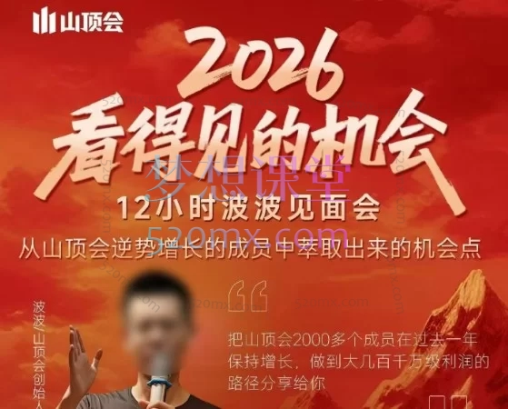 山顶会-2026看得见的机会12小时波波见面会全程线下课