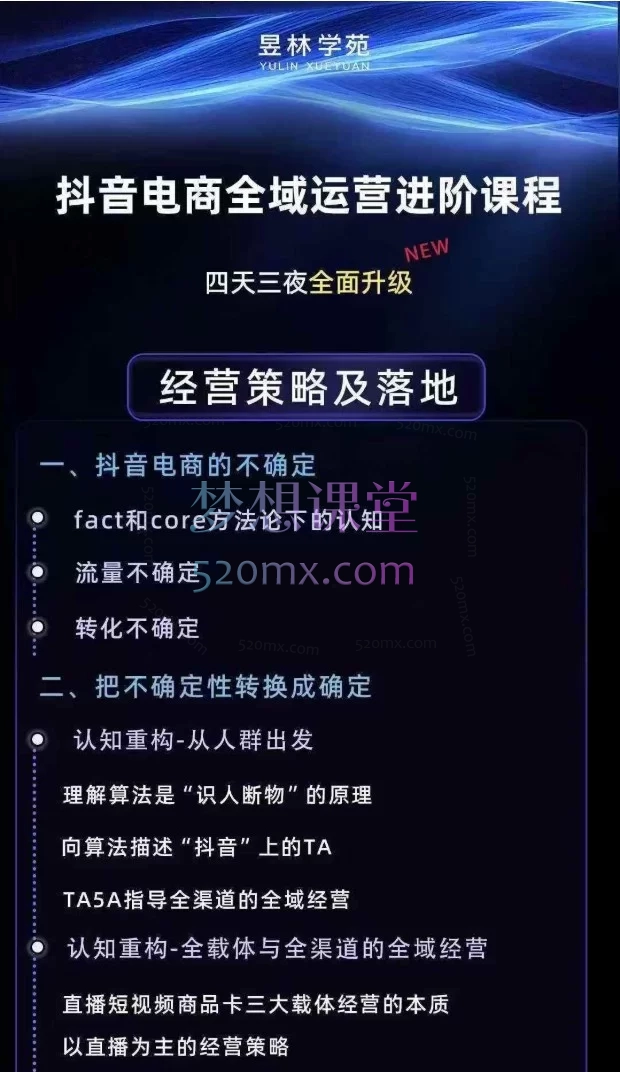 羽川+千千-抖音电商操盘手实操线下课：四天三夜，掌握从策略到落地的全域经营体系