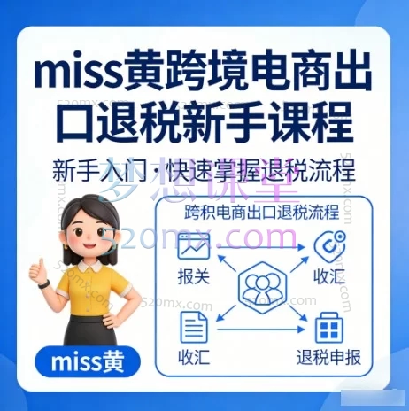 Miss黄手把手教学:跨境电商出口退税新手入门到精通全流程实操课