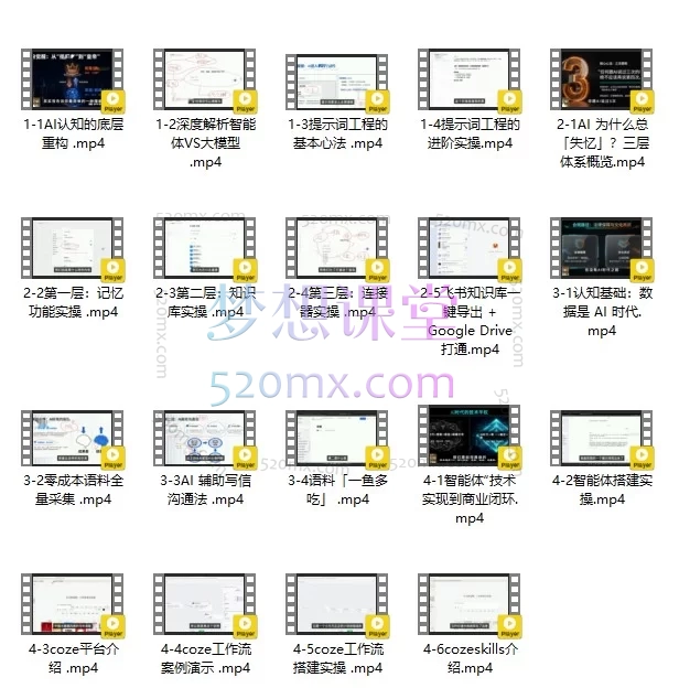 2026年4月陈厂长AI实战技能课：覆盖AI认知重构、智能体与大模型解析、提示词工程、AI记忆体系、语料运营及coze平台智能体搭建全核心内容