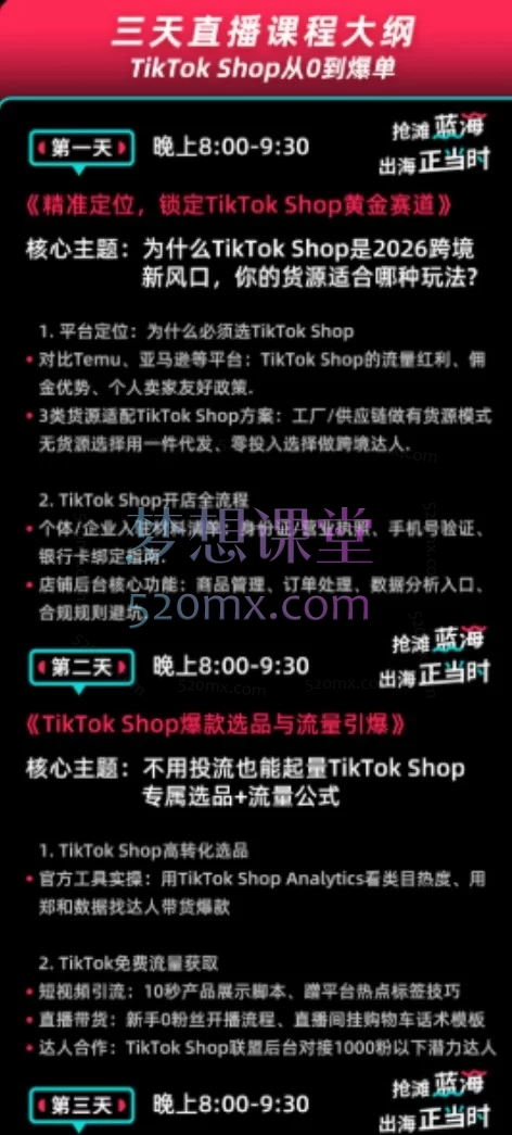 2026推易电商TikTok Shop 从 0 到爆单 3 天干货全整理