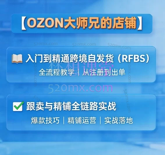 Ozon大师兄跨境电商实战：从跟卖到精铺的全链路运营