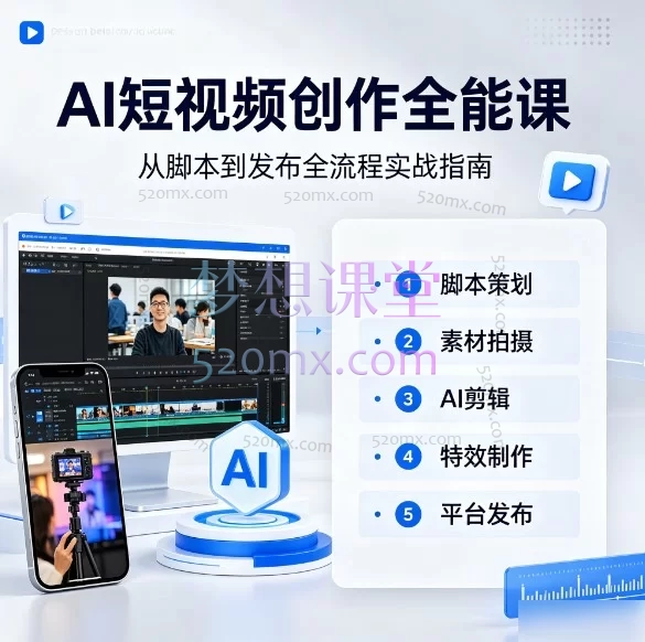 AI短视频创作全能课:从DeepSeek入门、剪映实战到爆款账号运营与商业变现