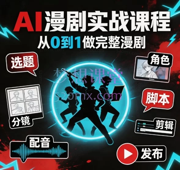 AI漫剧制作全流程实战课:从脚本改编到视频变现(零基础入门教程)