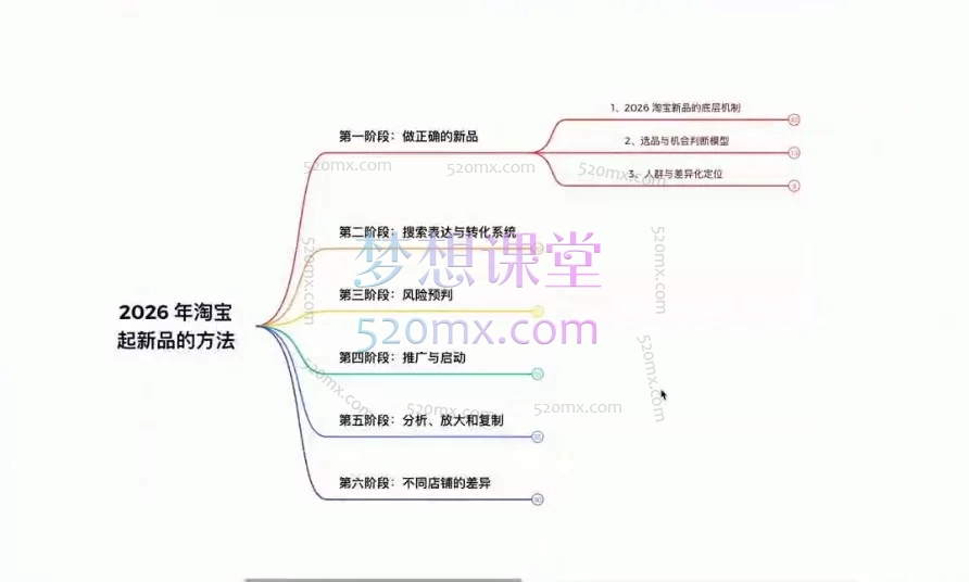 大山2026淘系推广体系课，讲透淘宝新品从0到1起量全流程