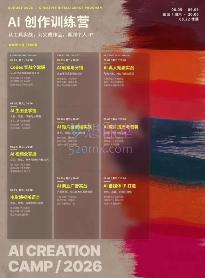 大象学长·AI创作训练营第5期：从0到1掌握AI视频全流程实战