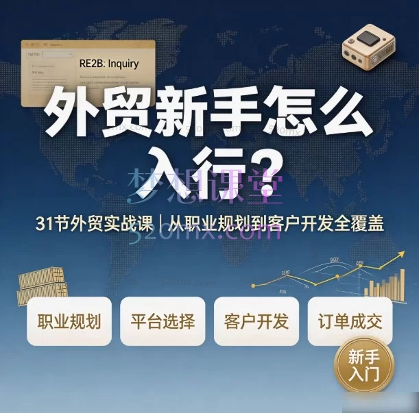外贸新手怎么入行?31节外贸实战课从职业规划到客户开发全覆盖