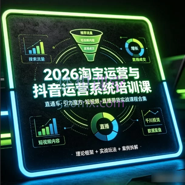 2026淘宝运营与抖音运营系统培训课|直通车·引力魔方·短视频·直播带货实战课程合集