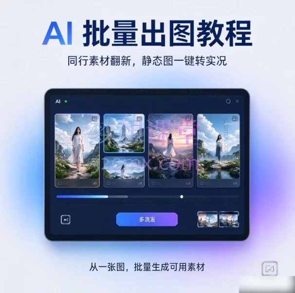 AI 批量出图教程 同行素材翻新,静态图一键转实况